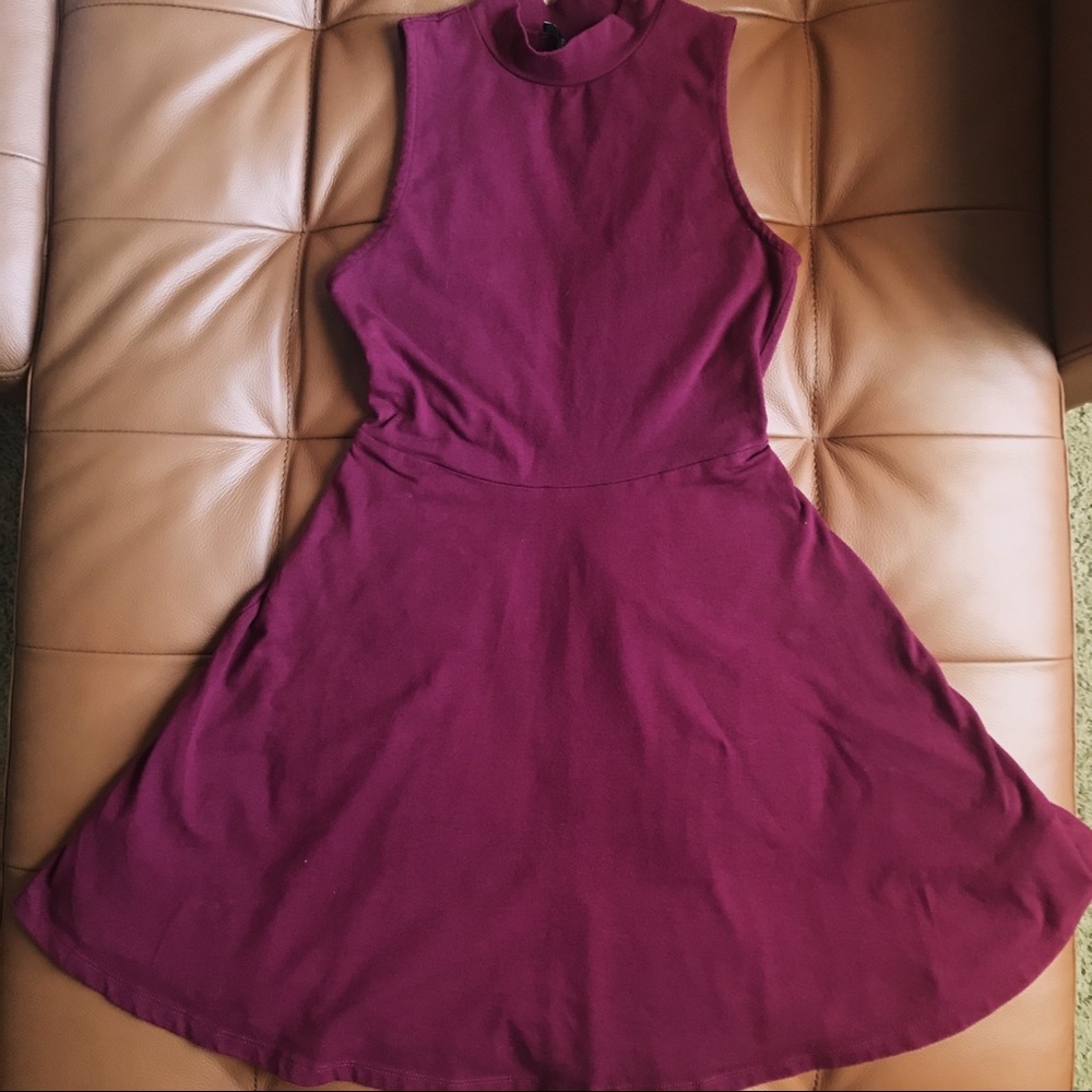 Burgundy Mockneck Mini Dress
